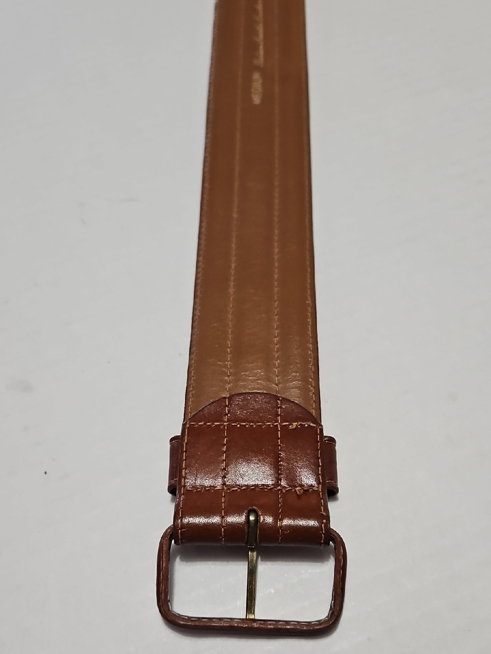 Cipriani Italian Saddle Leather Brown Wide Belt with Contrast Stitching Size M - Picture 5 of 9